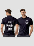 Men Custom Polo T Shirt with Front Back Print Premium Cotton Personalized Logo Text Design Tee