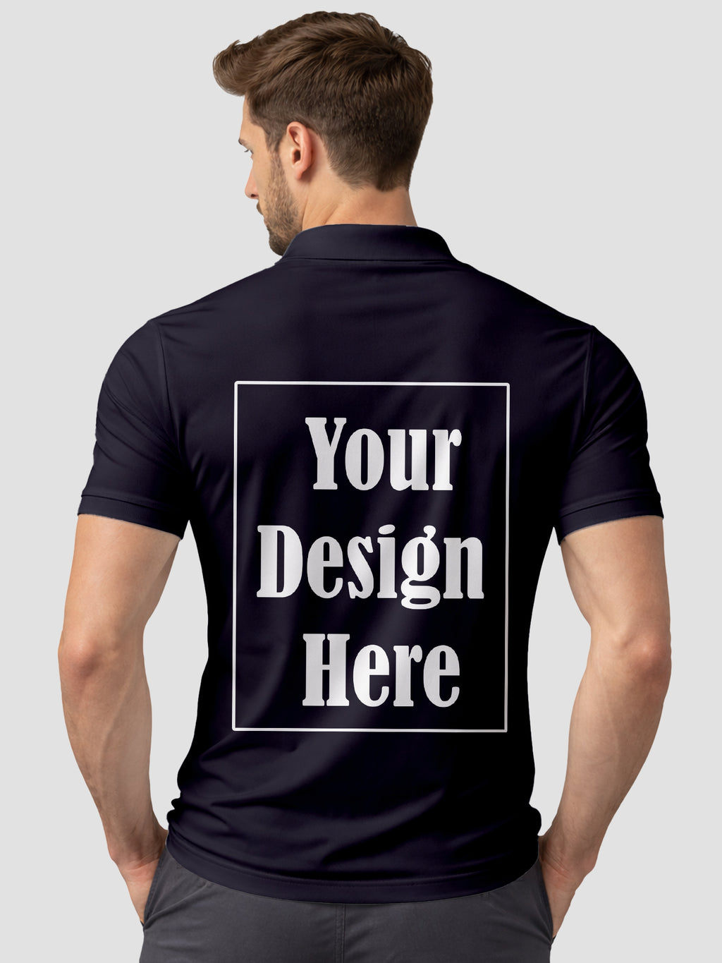 Men Custom Polo T Shirt with Front Back Print Premium Cotton Personalized Logo Text Design Tee