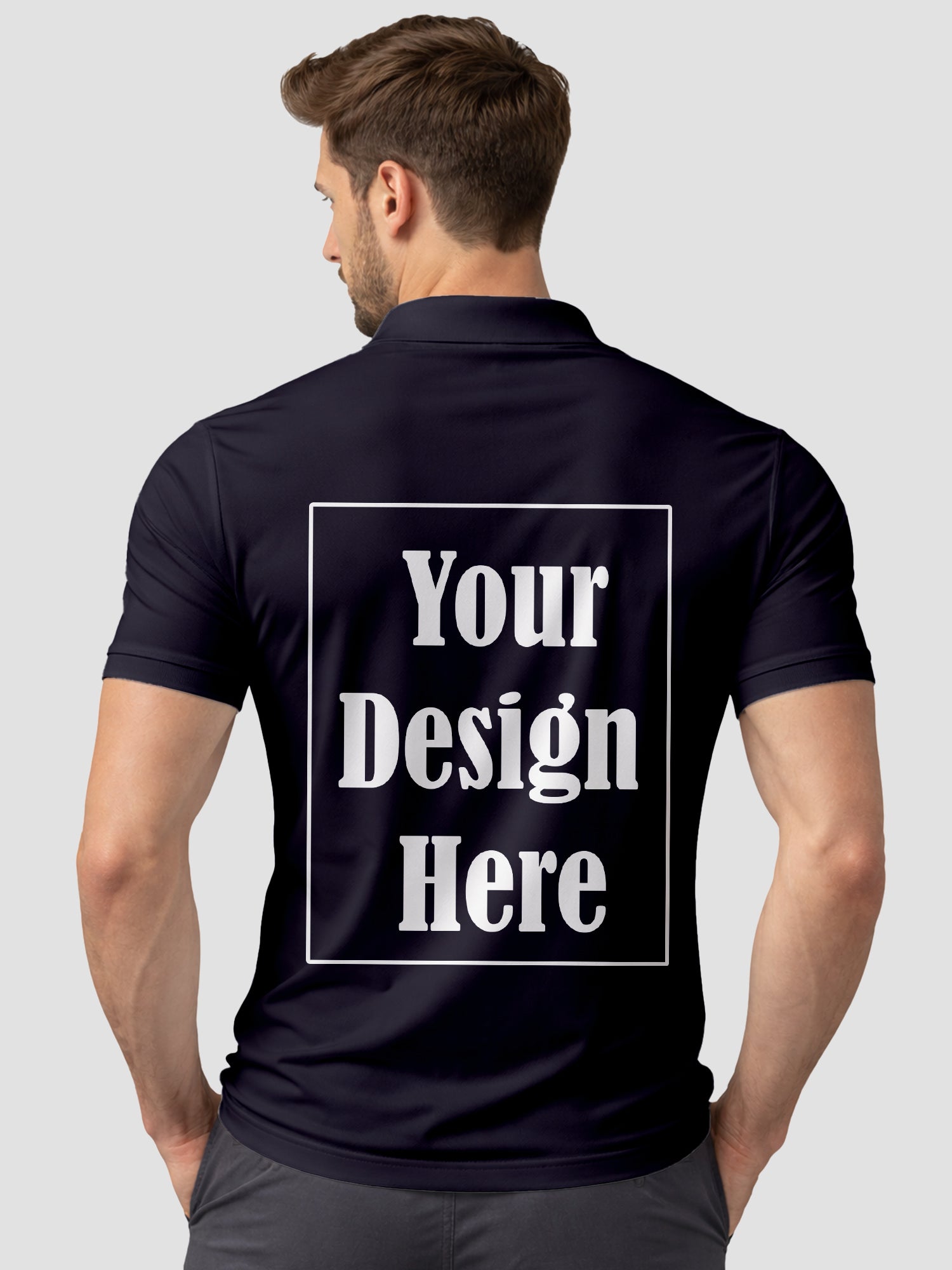 Men Custom Polo T Shirt with Front Back Print Premium Cotton Personalized Logo Text Design Tee