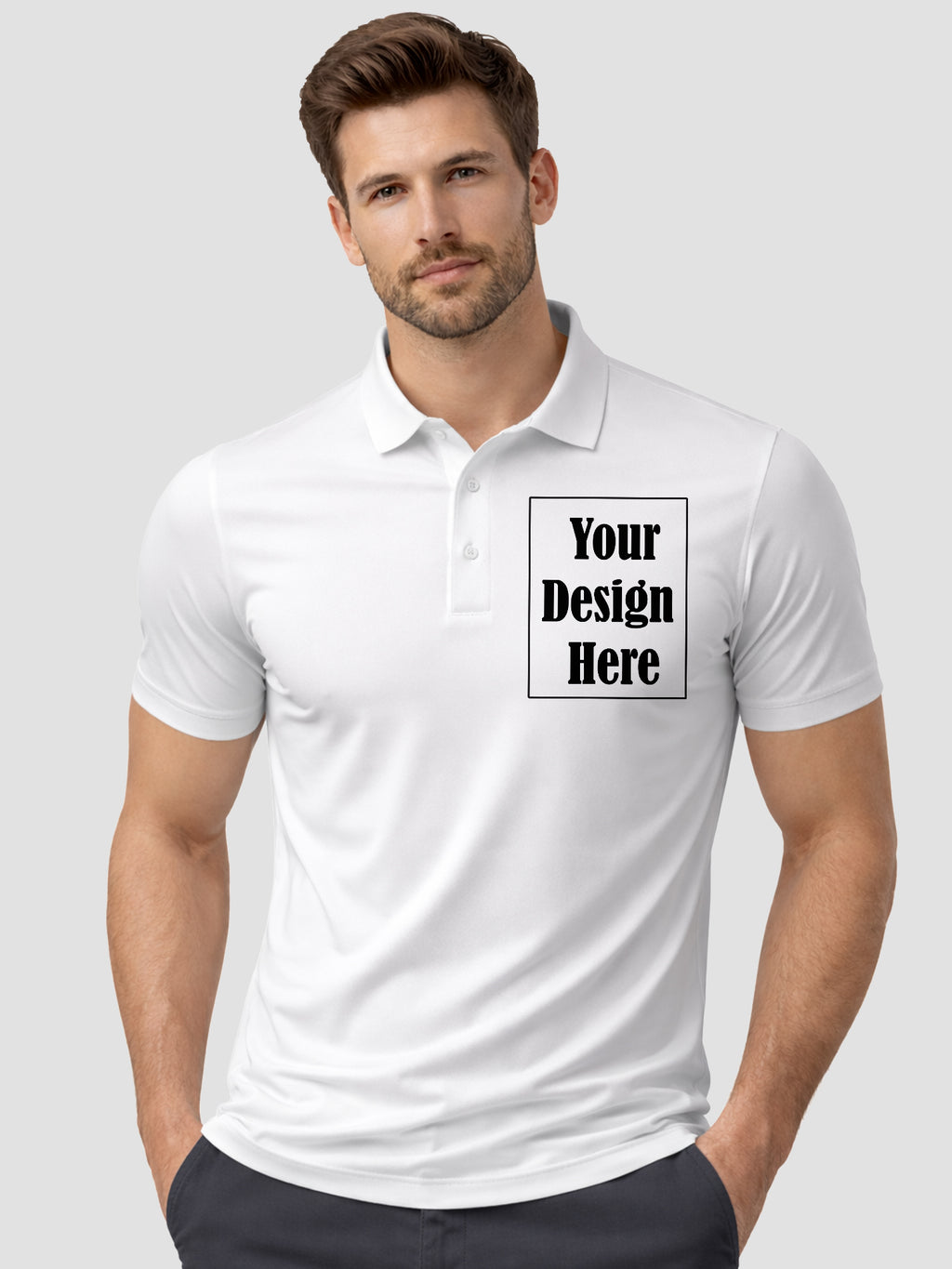 Men Custom Polo T Shirt with Front Back Print Premium Cotton Personalized Logo Text Design Tee
