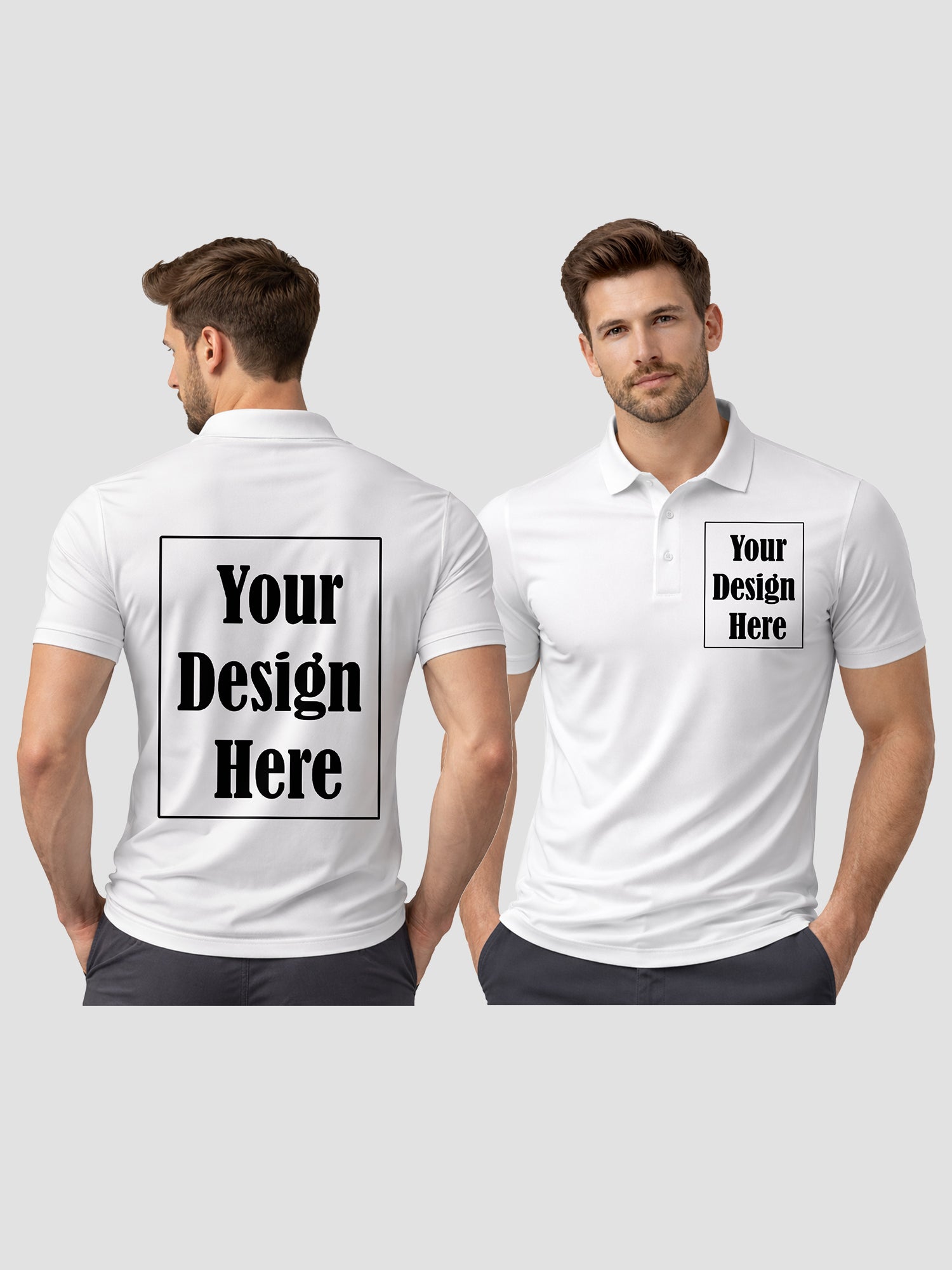 Men Custom Polo T Shirt with Front Back Print Premium Cotton Personalized Logo Text Design Tee