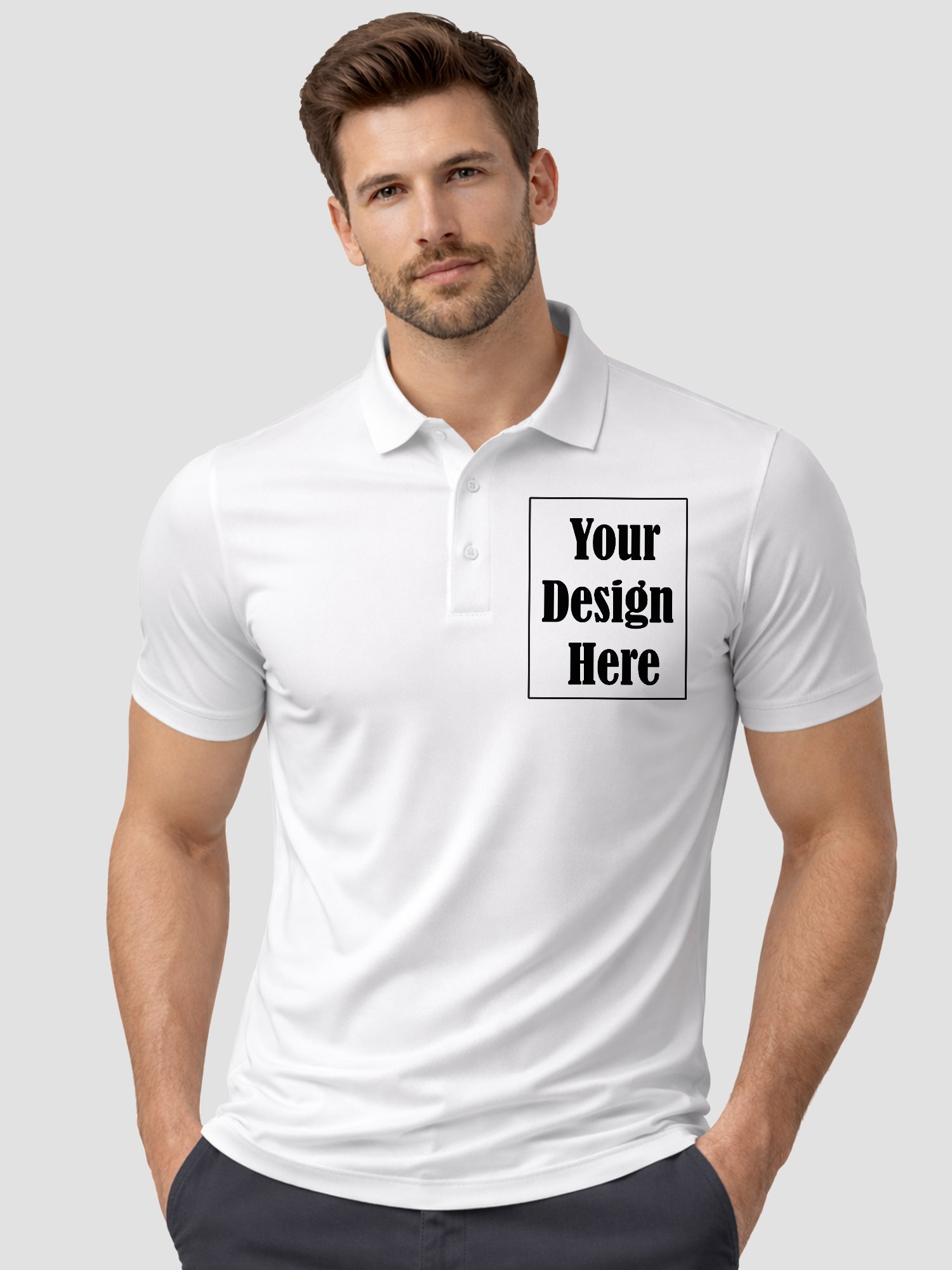 Men Custom Polo T Shirt with Front Back Print Premium Cotton Personalized Logo Text Design Tee