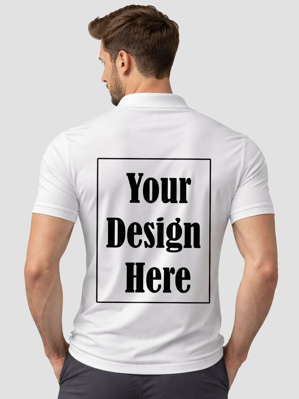 Men Custom Polo T Shirt with Front Back Print Premium Cotton Personalized Logo Text Design Tee