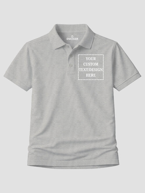 Men Custom Polo T Shirt Personalised Text Logo Print Tee