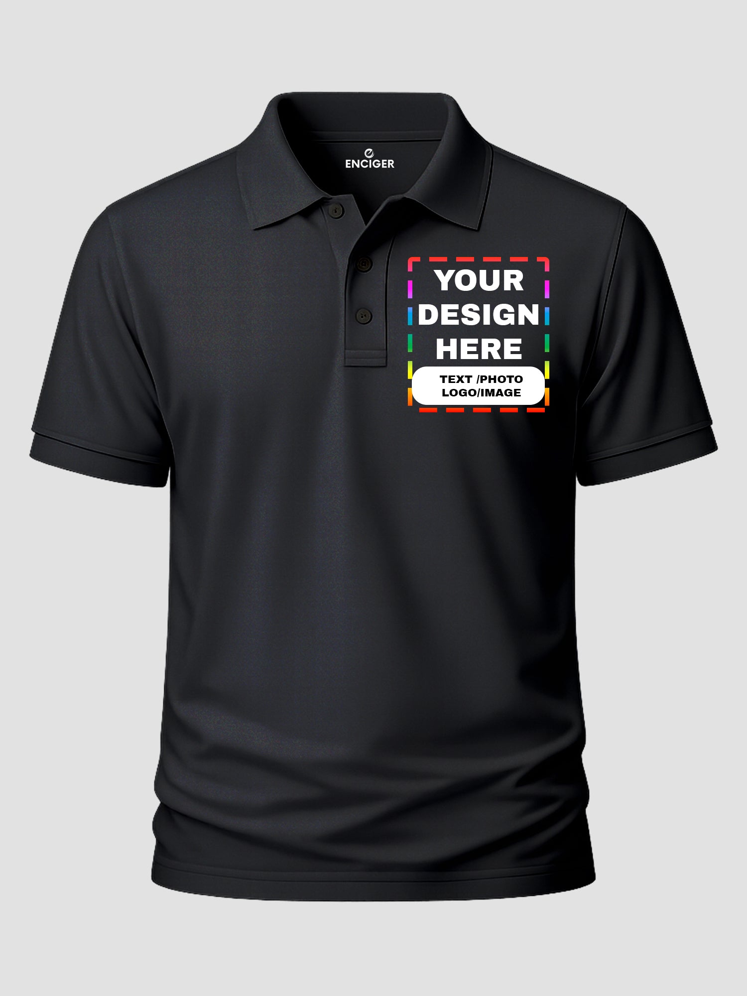Men Custom Polo T Shirt Front Back Print Personalised Logo Text Photo Tee