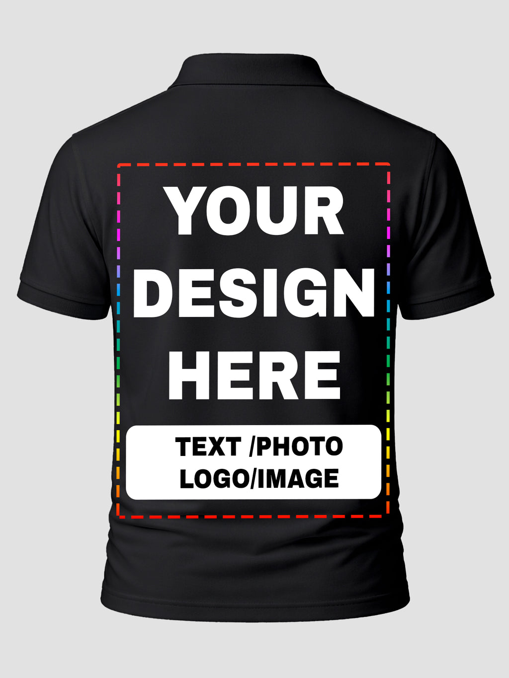 Men Custom Polo T Shirt Front Back Print Personalised Logo Text Photo Tee