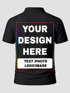Men Custom Polo T Shirt Front Back Print Personalised Logo Text Photo Tee