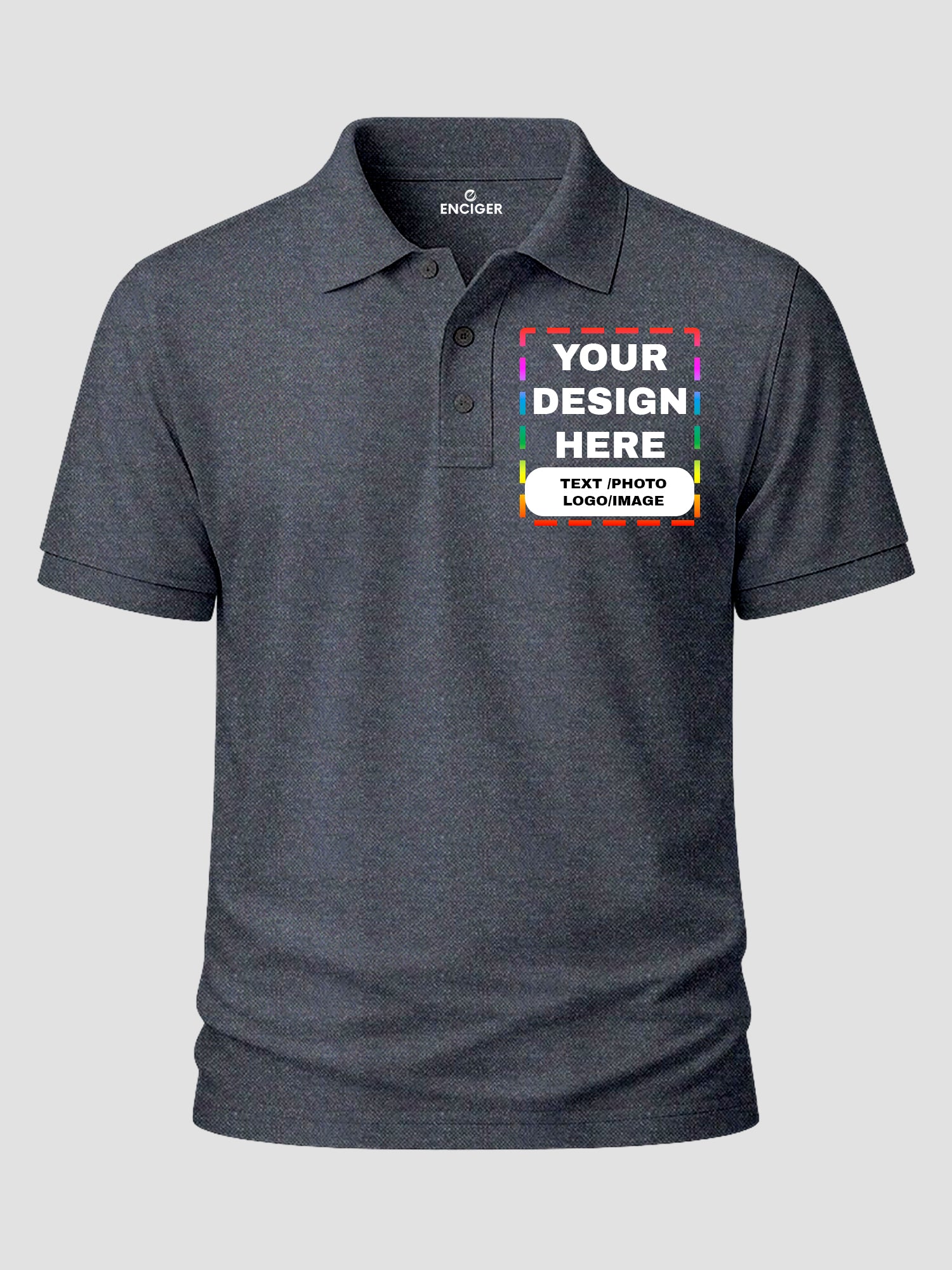 Men Custom Polo T Shirt Front Back Print Personalised Logo Text Photo Tee
