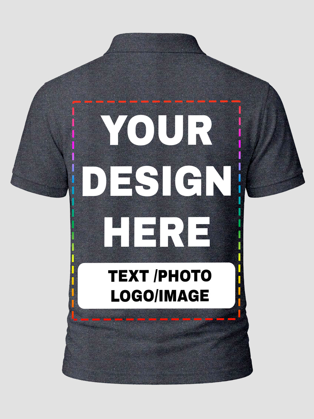 Men Custom Polo T Shirt Front Back Print Personalised Logo Text Photo Tee