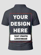 Men Custom Polo T Shirt Front Back Print Personalised Logo Text Photo Tee