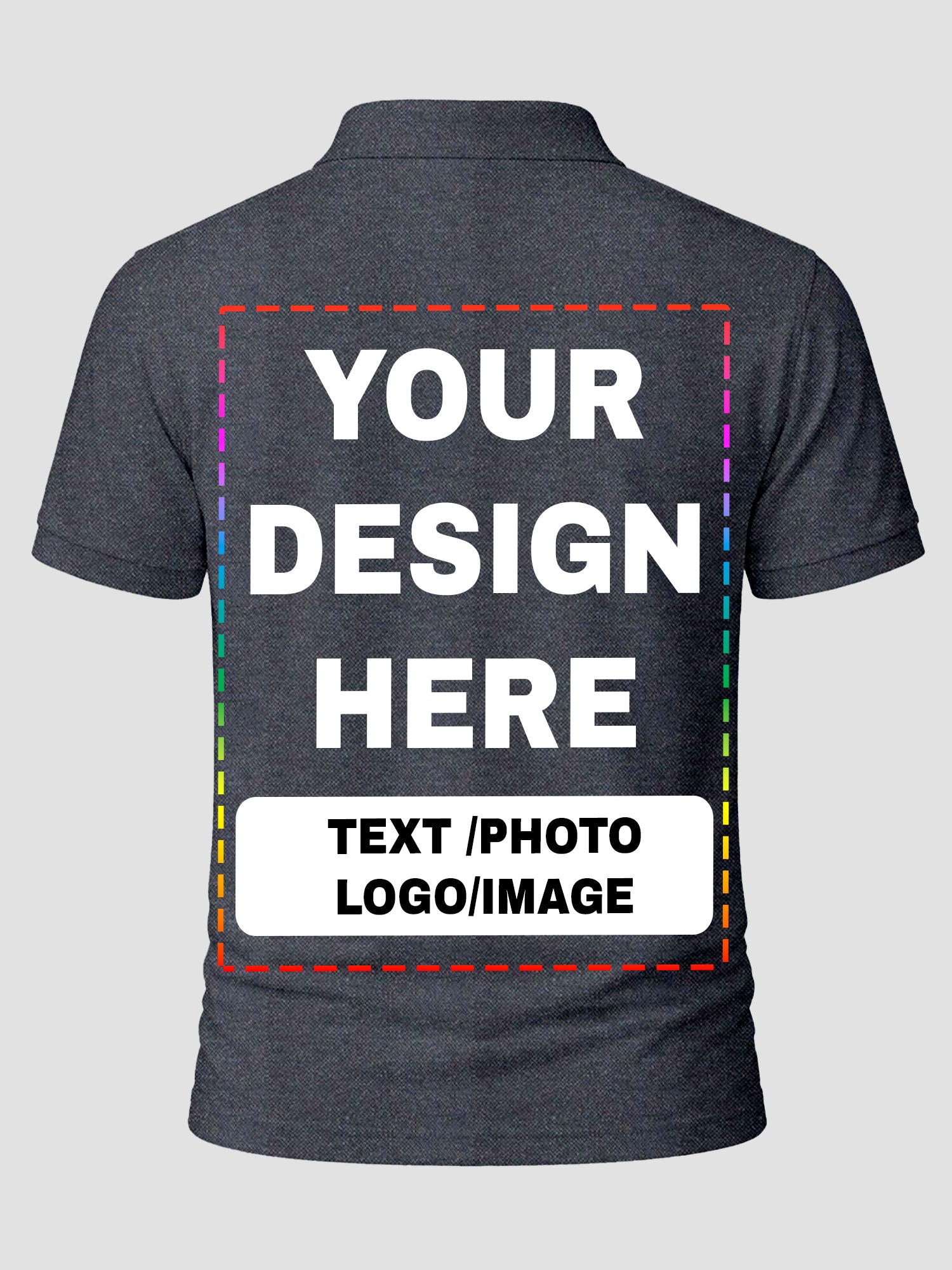 Men Custom Polo T Shirt Front Back Print Personalised Logo Text Photo Tee
