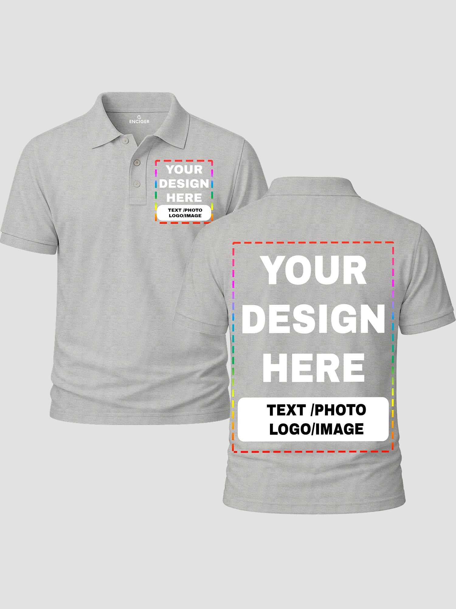 Men Custom Polo T Shirt Front Back Print Personalised Logo Text Photo Tee
