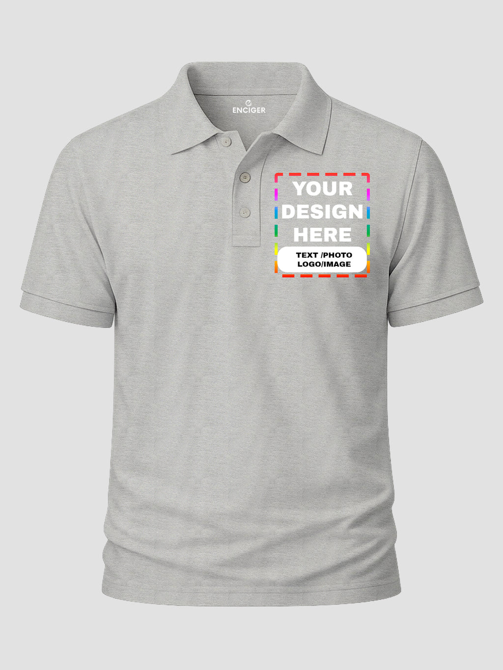 Men Custom Polo T Shirt Front Back Print Personalised Logo Text Photo Tee
