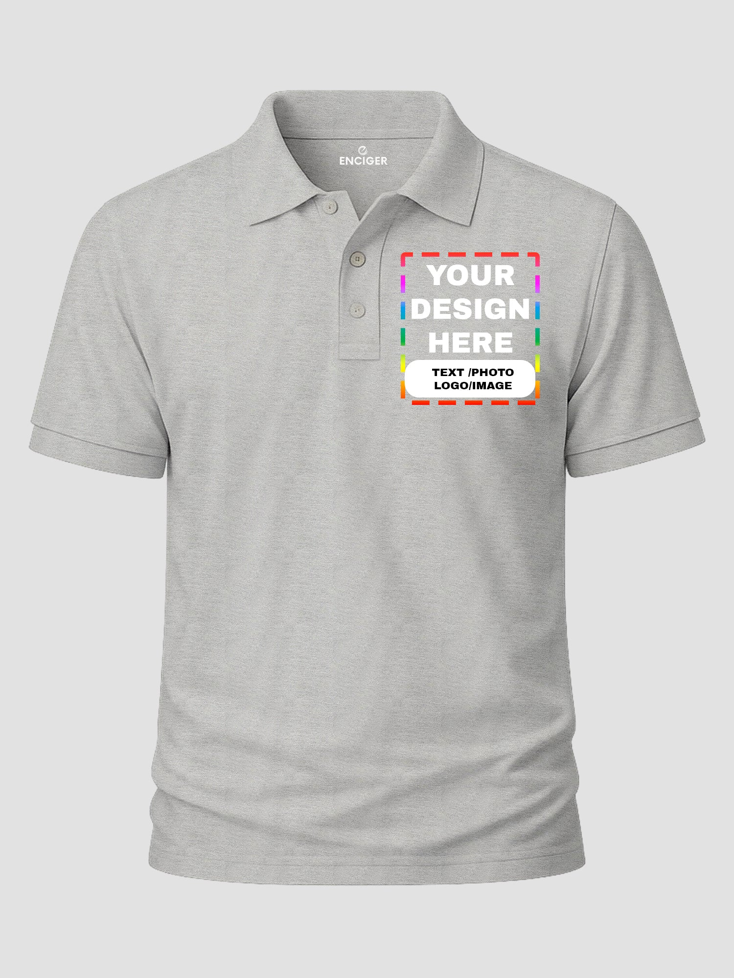 Men Custom Polo T Shirt Front Back Print Personalised Logo Text Photo Tee