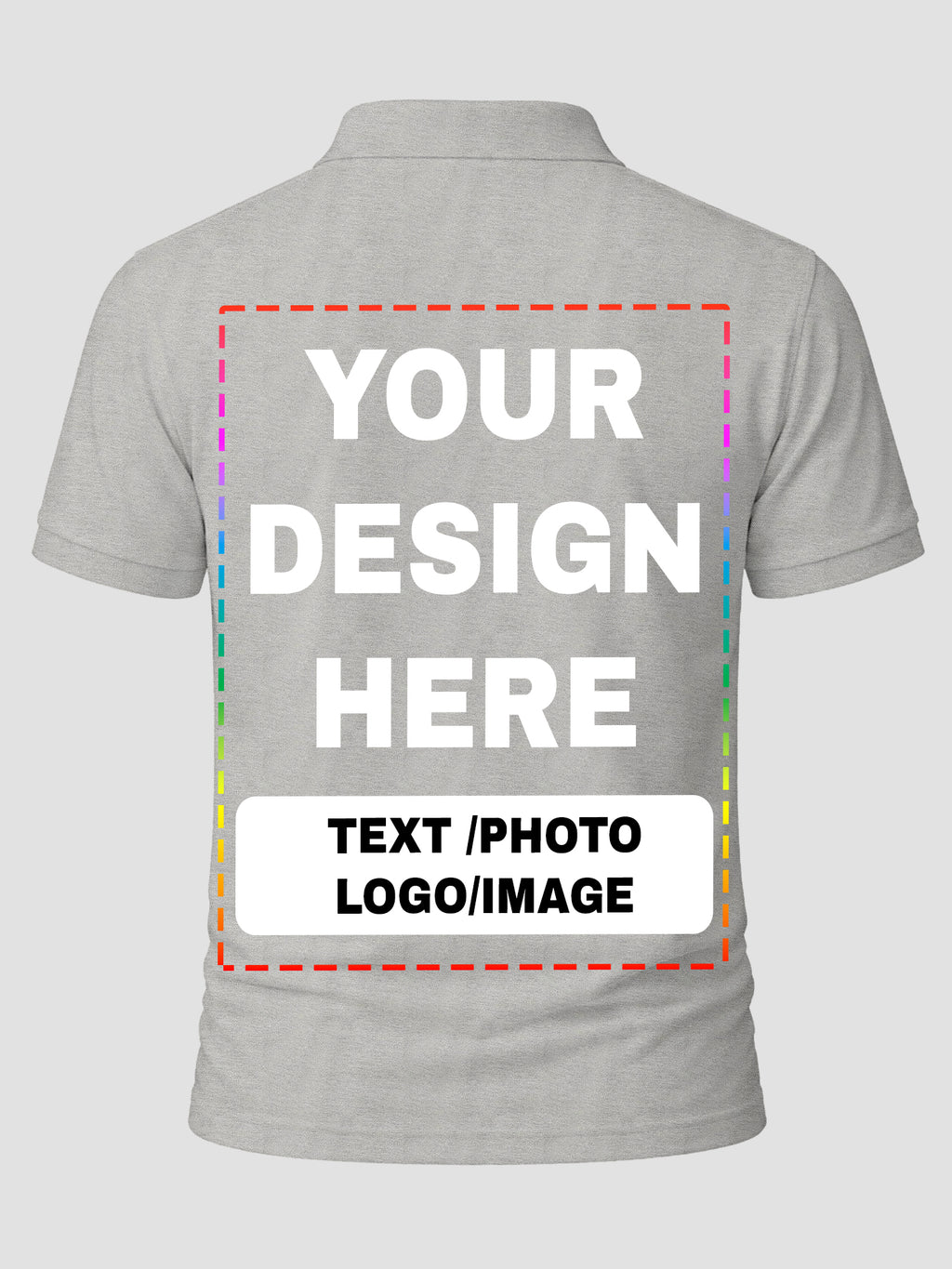 Men Custom Polo T Shirt Front Back Print Personalised Logo Text Photo Tee
