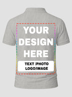 Men Custom Polo T Shirt Front Back Print Personalised Logo Text Photo Tee