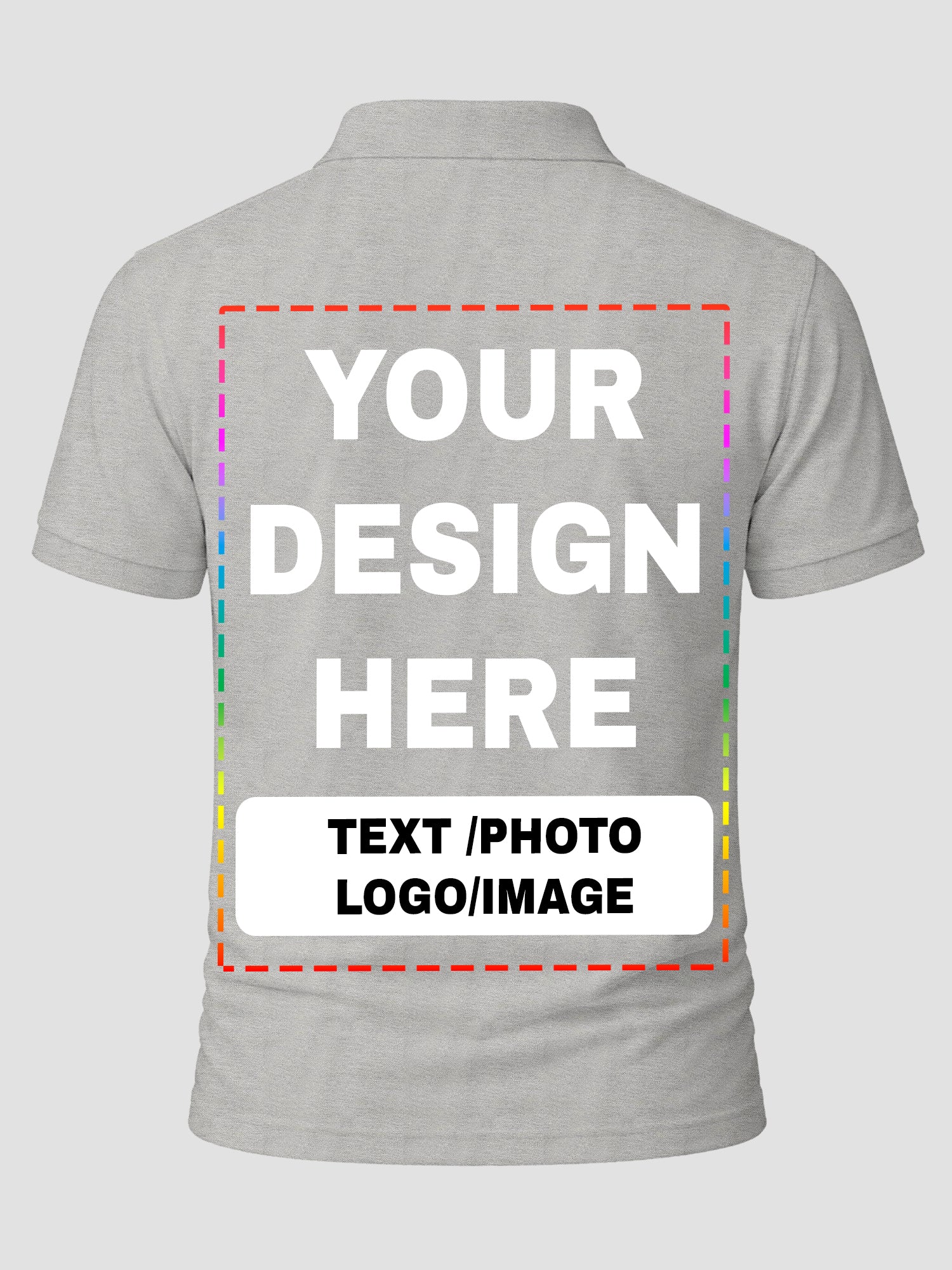 Men Custom Polo T Shirt Front Back Print Personalised Logo Text Photo Tee