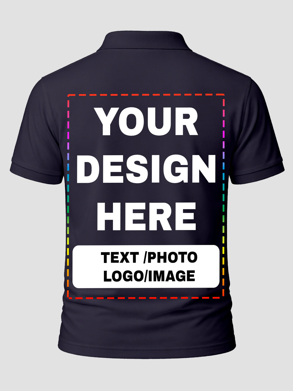 Men Custom Polo T Shirt Front Back Print Personalised Logo Text Photo Tee