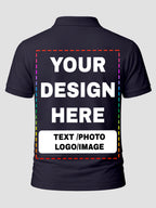 Men Custom Polo T Shirt Front Back Print Personalised Logo Text Photo Tee