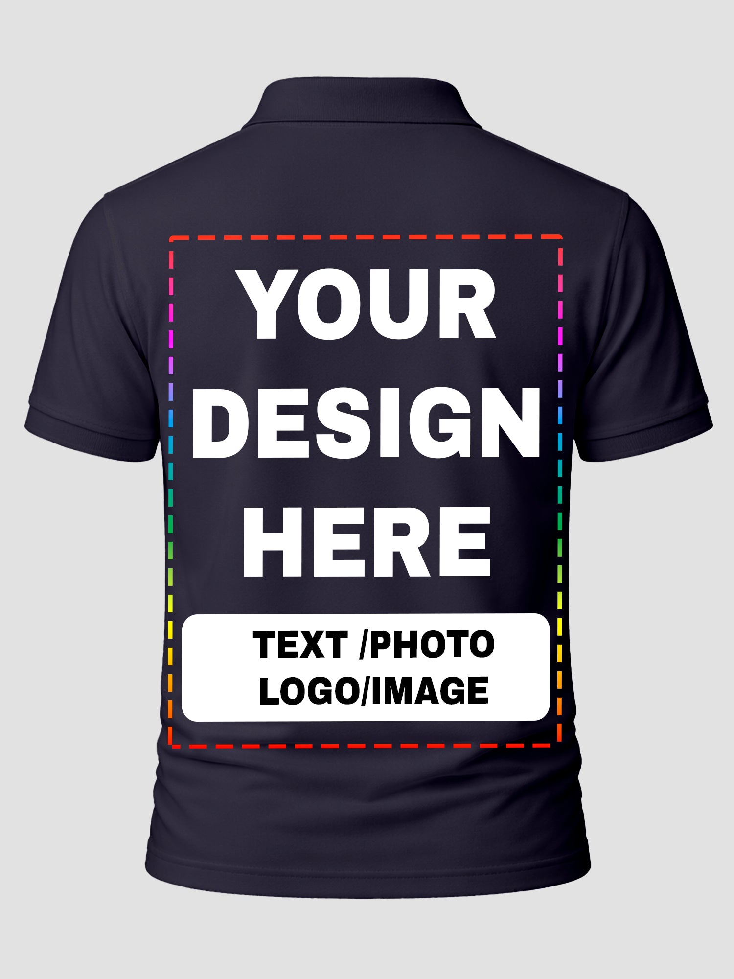 Men Custom Polo T Shirt Front Back Print Personalised Logo Text Photo Tee