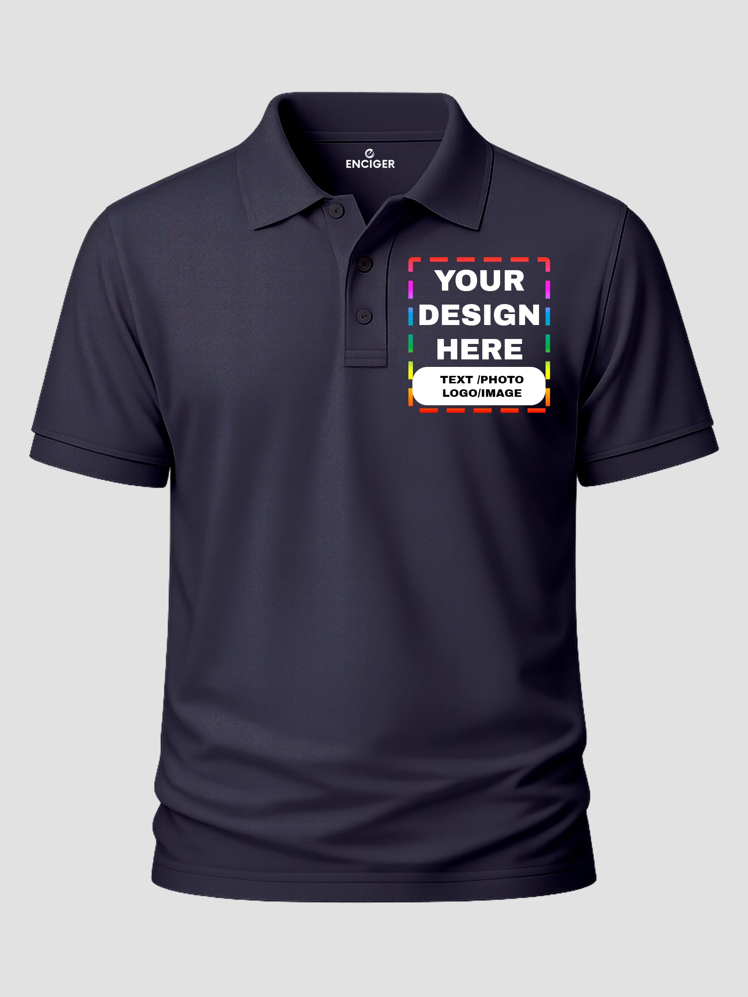 Men Custom Polo T Shirt Front Back Print Personalised Logo Text Photo Tee