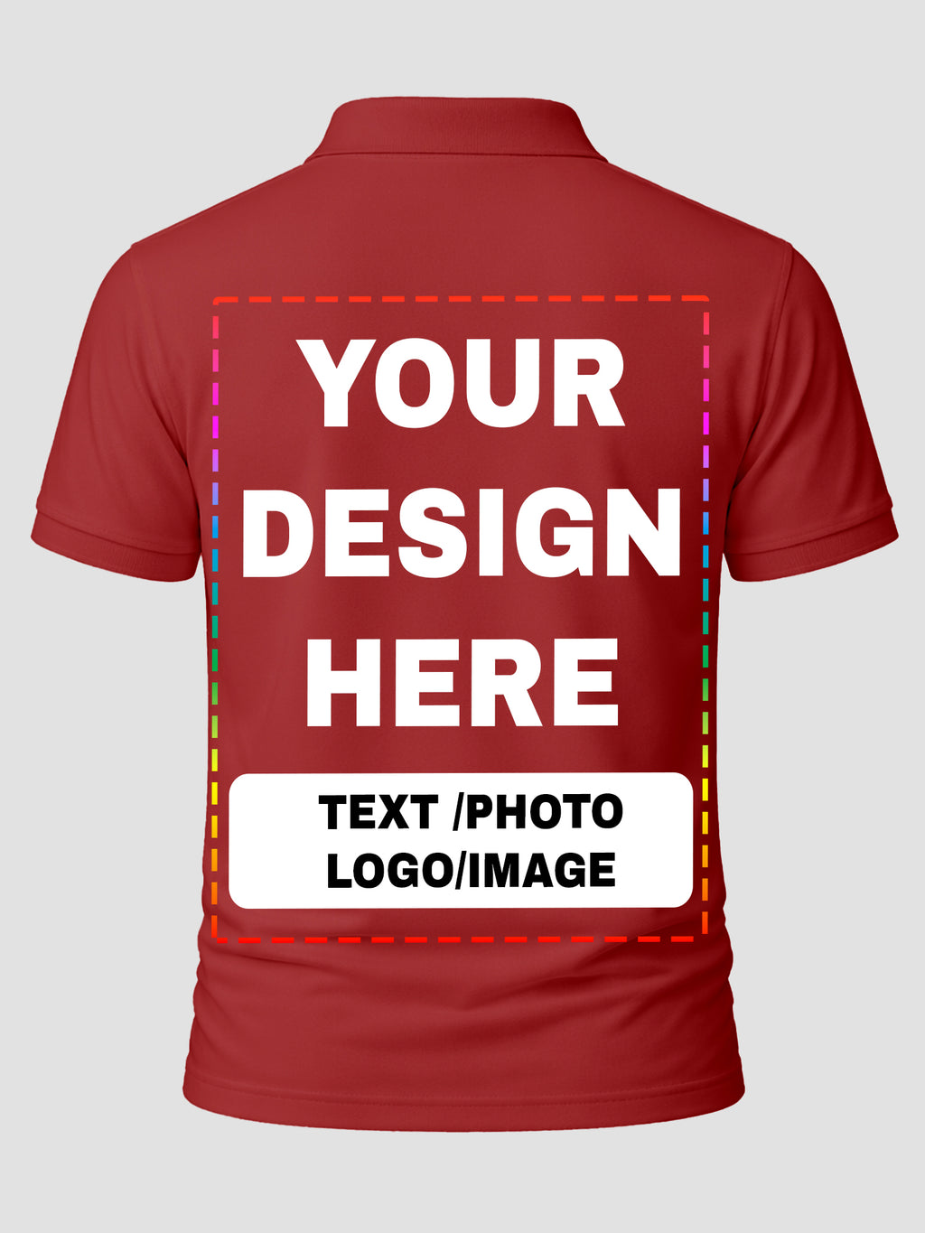 Men Custom Polo T Shirt Front Back Print Personalised Logo Text Photo Tee