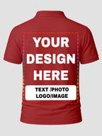Men Custom Polo T Shirt Front Back Print Personalised Logo Text Photo Tee