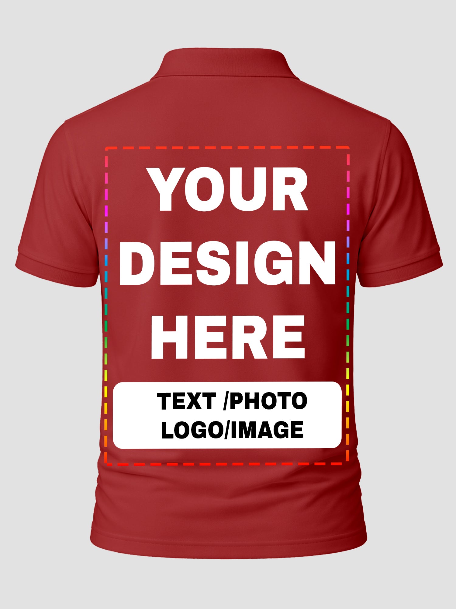 Men Custom Polo T Shirt Front Back Print Personalised Logo Text Photo Tee