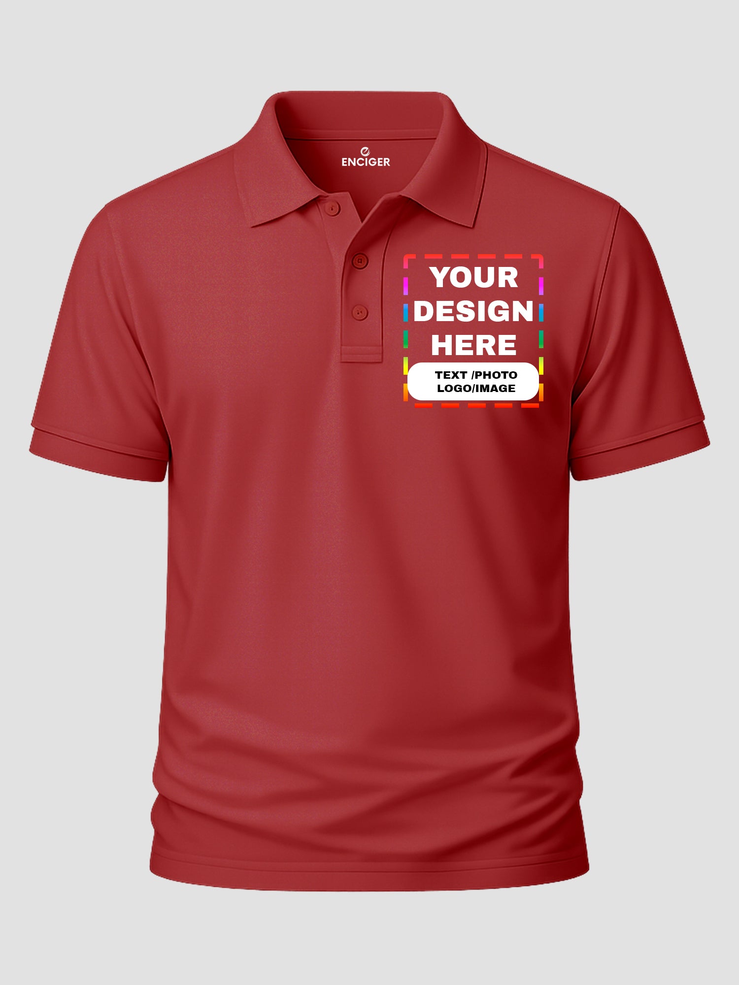 Men Custom Polo T Shirt Front Back Print Personalised Logo Text Photo Tee