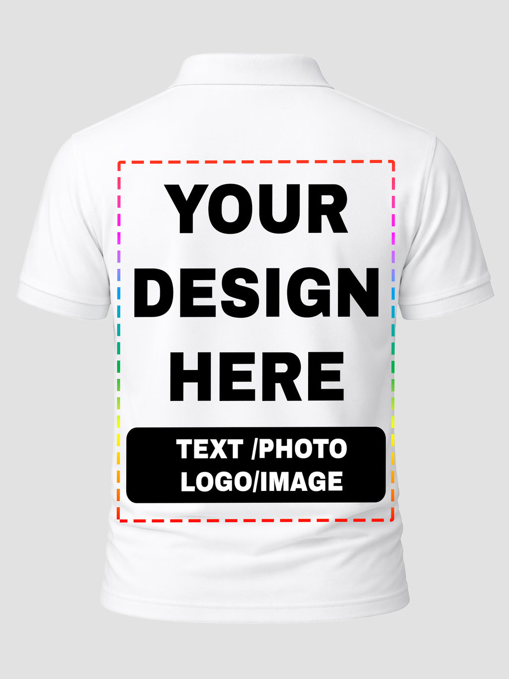 Men Custom Polo T Shirt Front Back Print Personalised Logo Text Photo Tee
