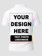 Men Custom Polo T Shirt Front Back Print Personalised Logo Text Photo Tee