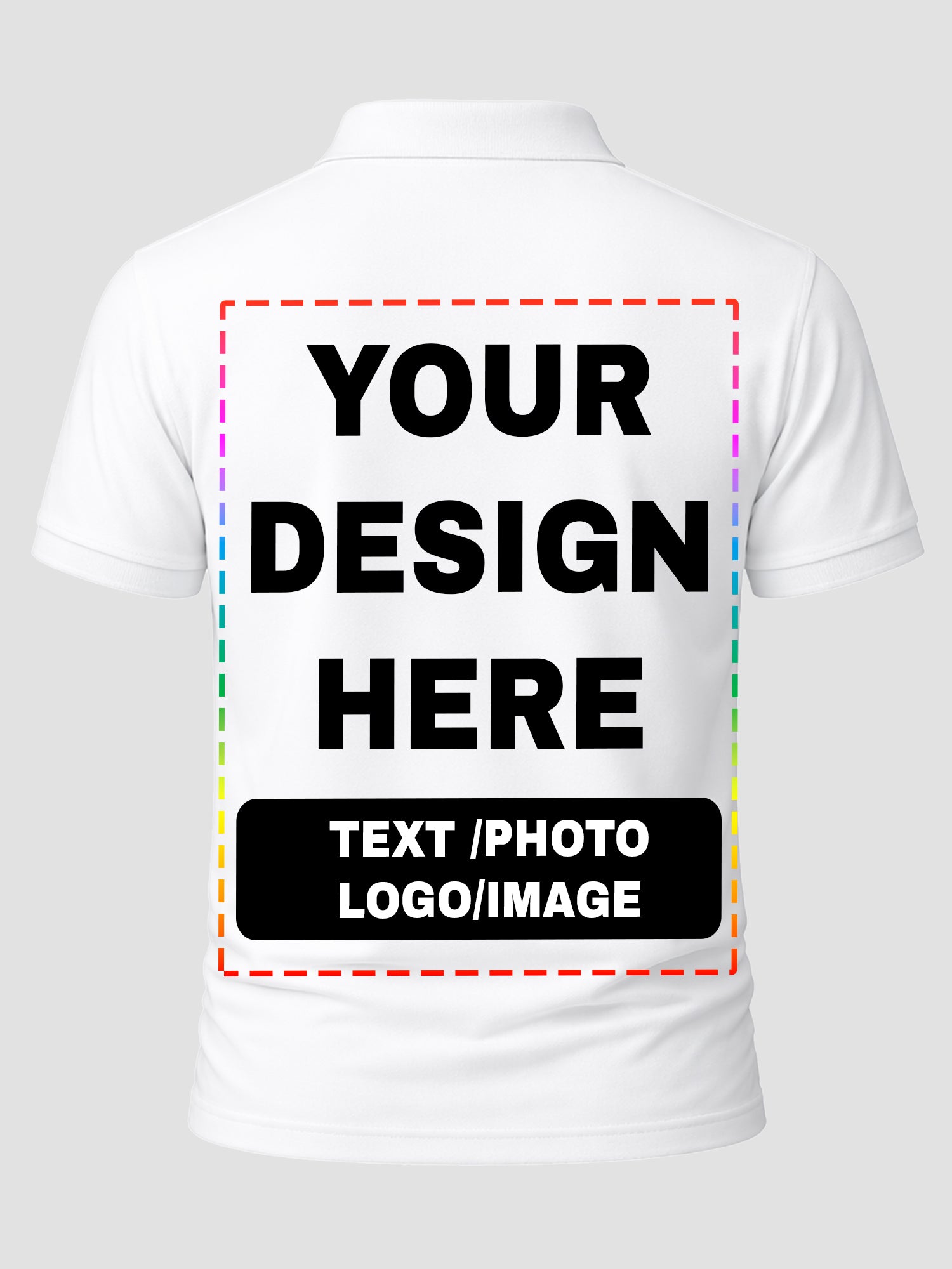 Men Custom Polo T Shirt Front Back Print Personalised Logo Text Photo Tee