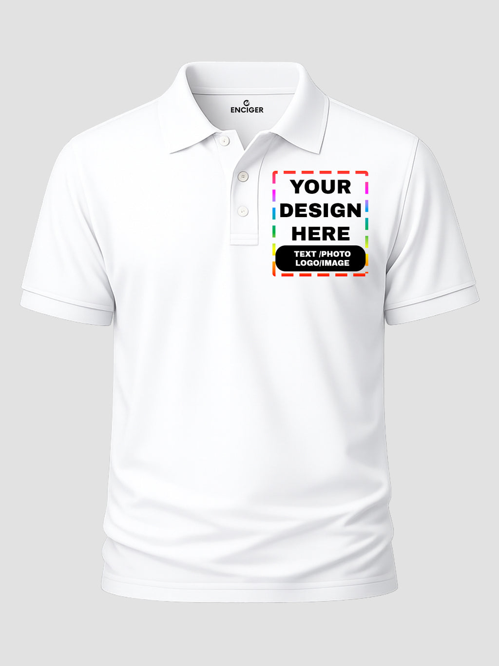 Men Custom Polo T Shirt Front Back Print Personalised Logo Text Photo Tee