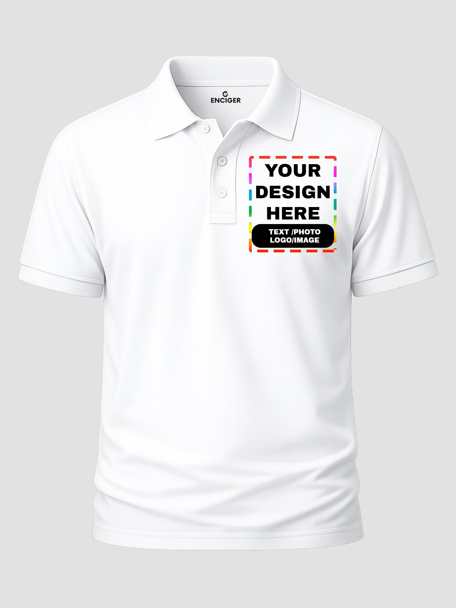 Men Custom Polo T Shirt Front Back Print Personalised Logo Text Photo Tee