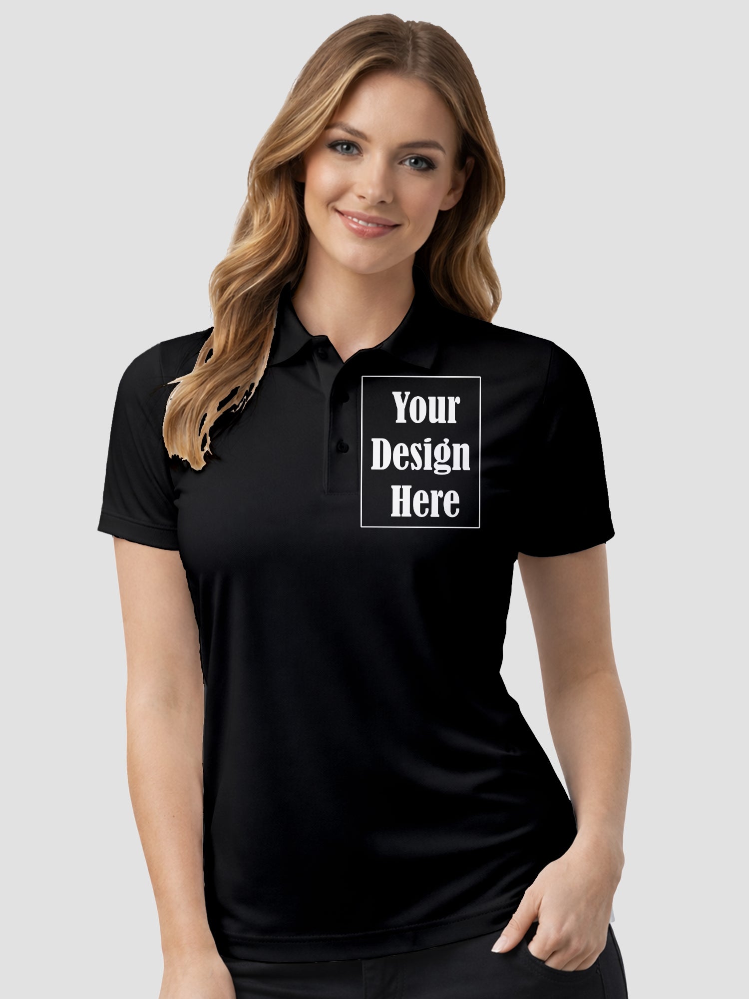 Womens Custom Polo T Shirt Personalized Print Name Logo Photo Regular Fit Collar T Shirt