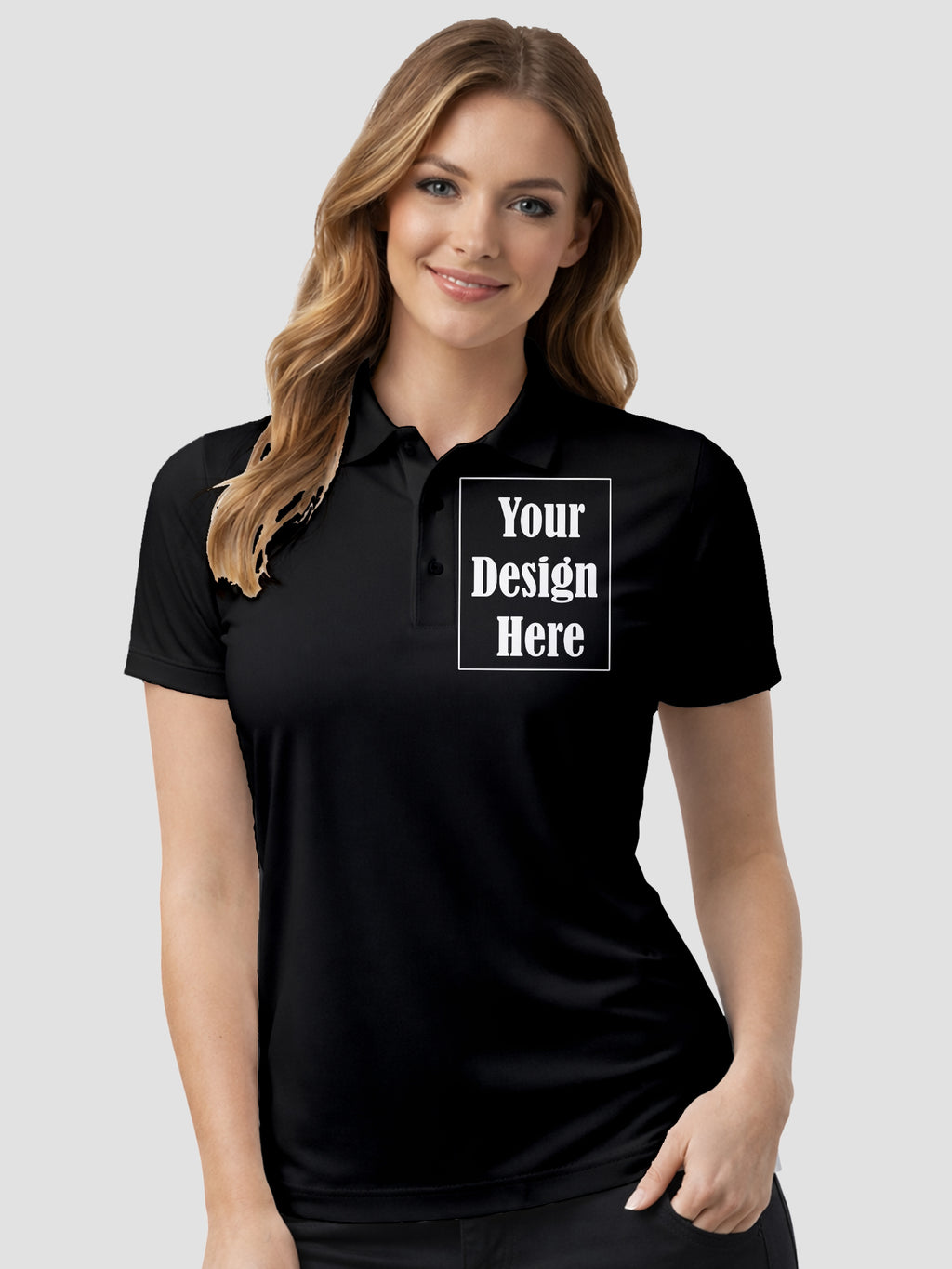 Womens Custom Polo T Shirt Personalized Print Name Logo Photo Regular Fit Collar T Shirt