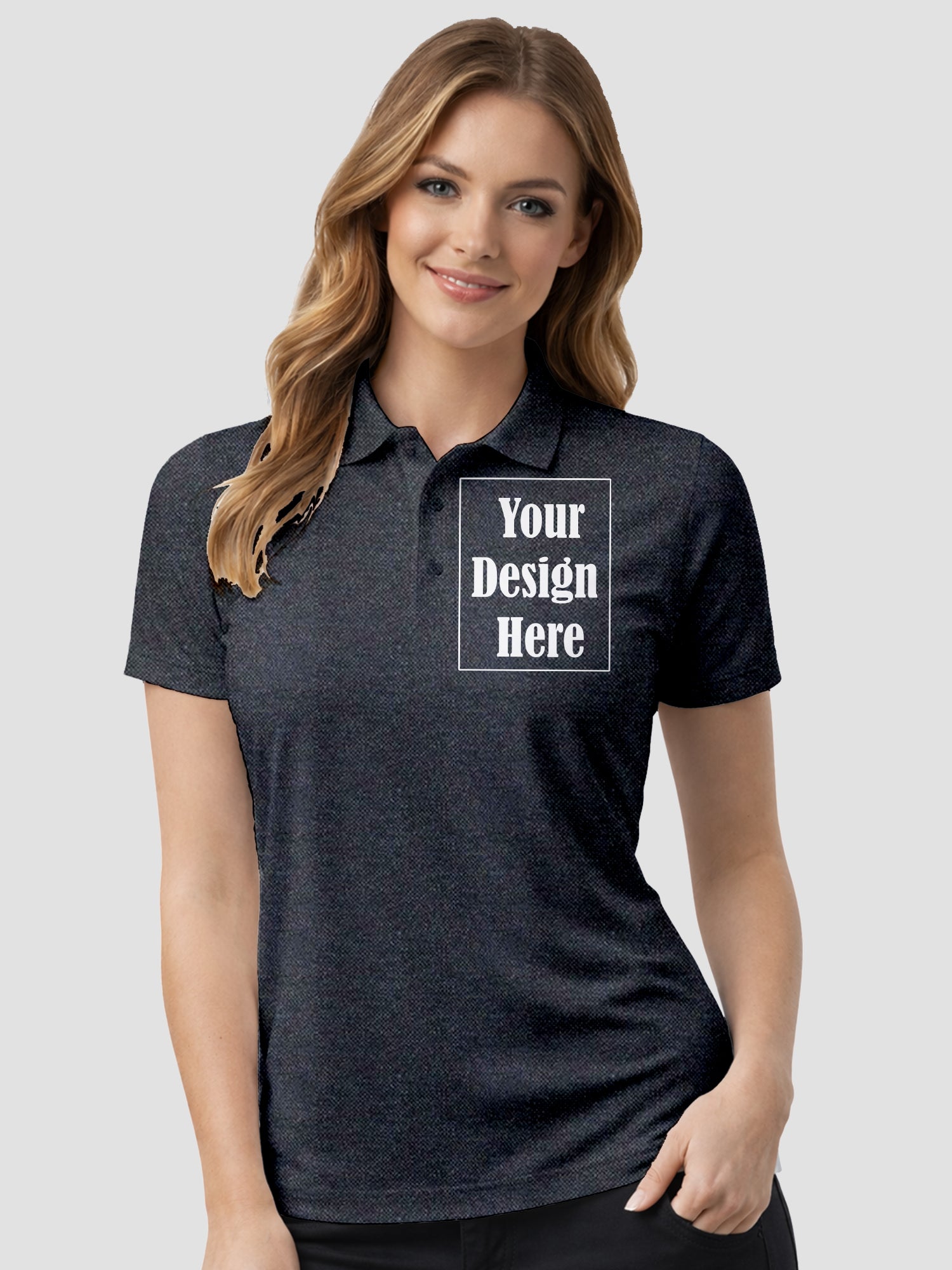 Womens Custom Polo T Shirt Personalized Print Name Logo Photo Regular Fit Collar T Shirt