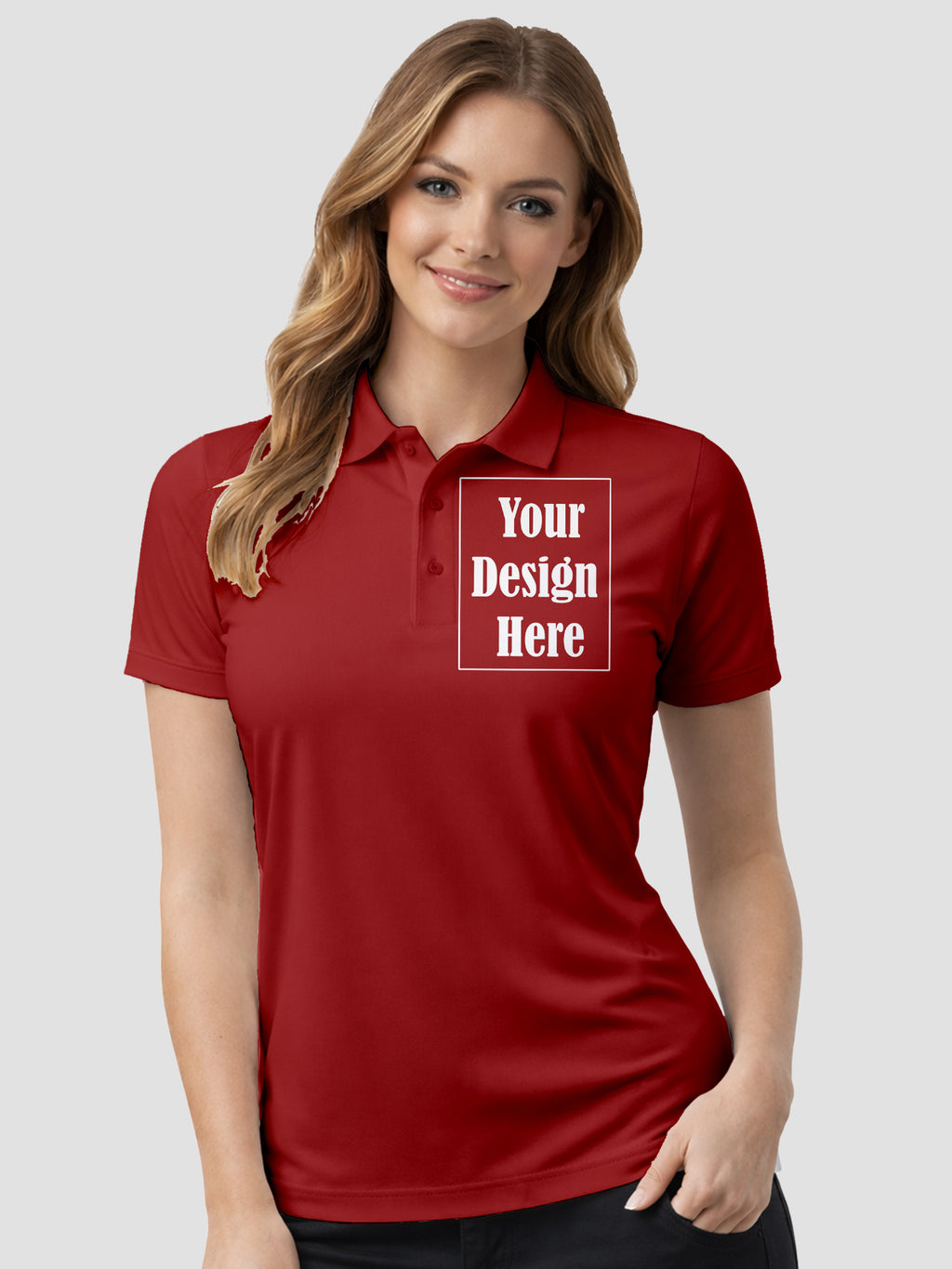 Women Custom Polo T Shirt Front Back Print Personalised Logo Text Photo Polo