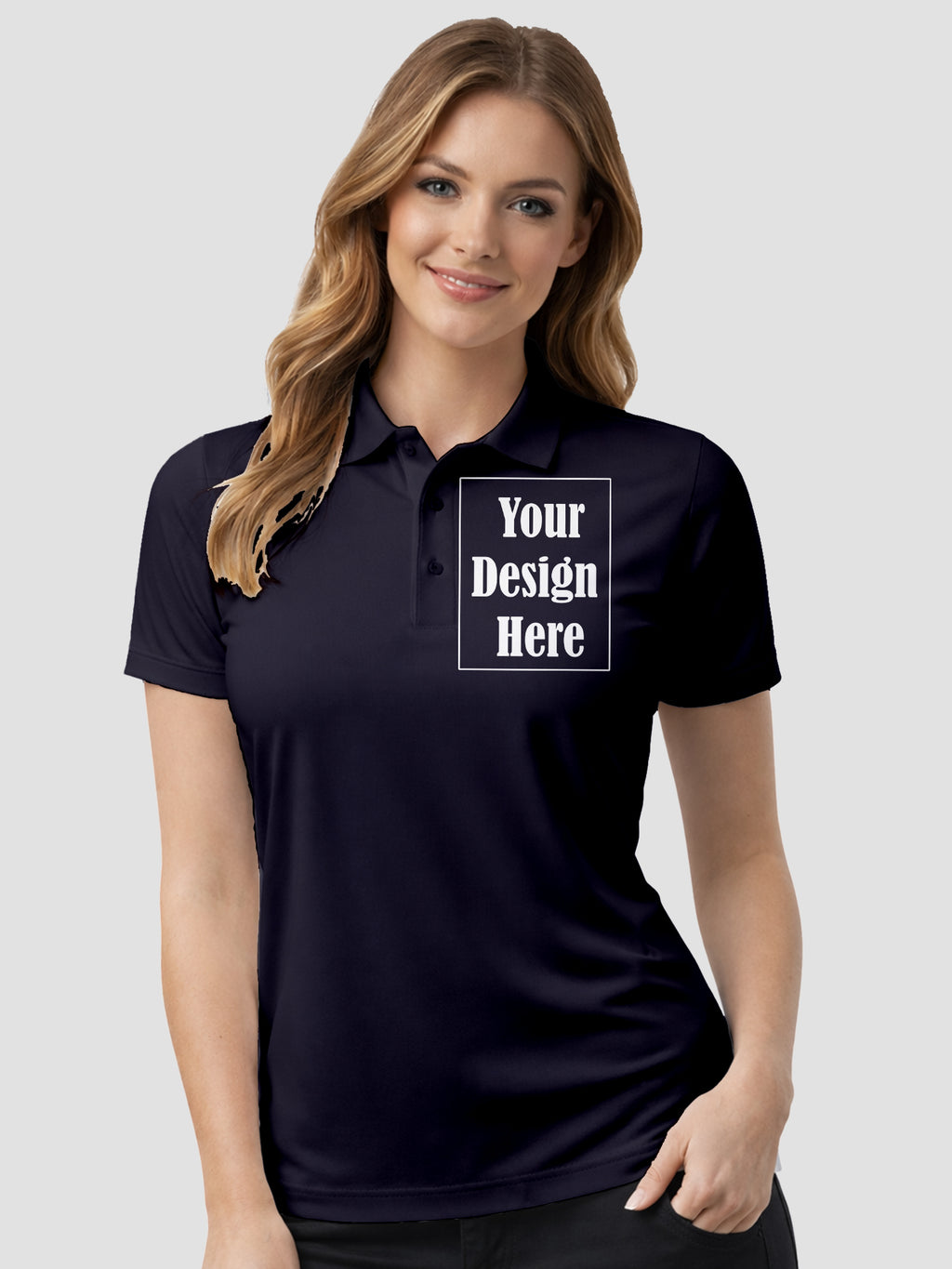 Womens Custom Polo T Shirt Personalized Print Name Logo Photo Regular Fit Collar T Shirt