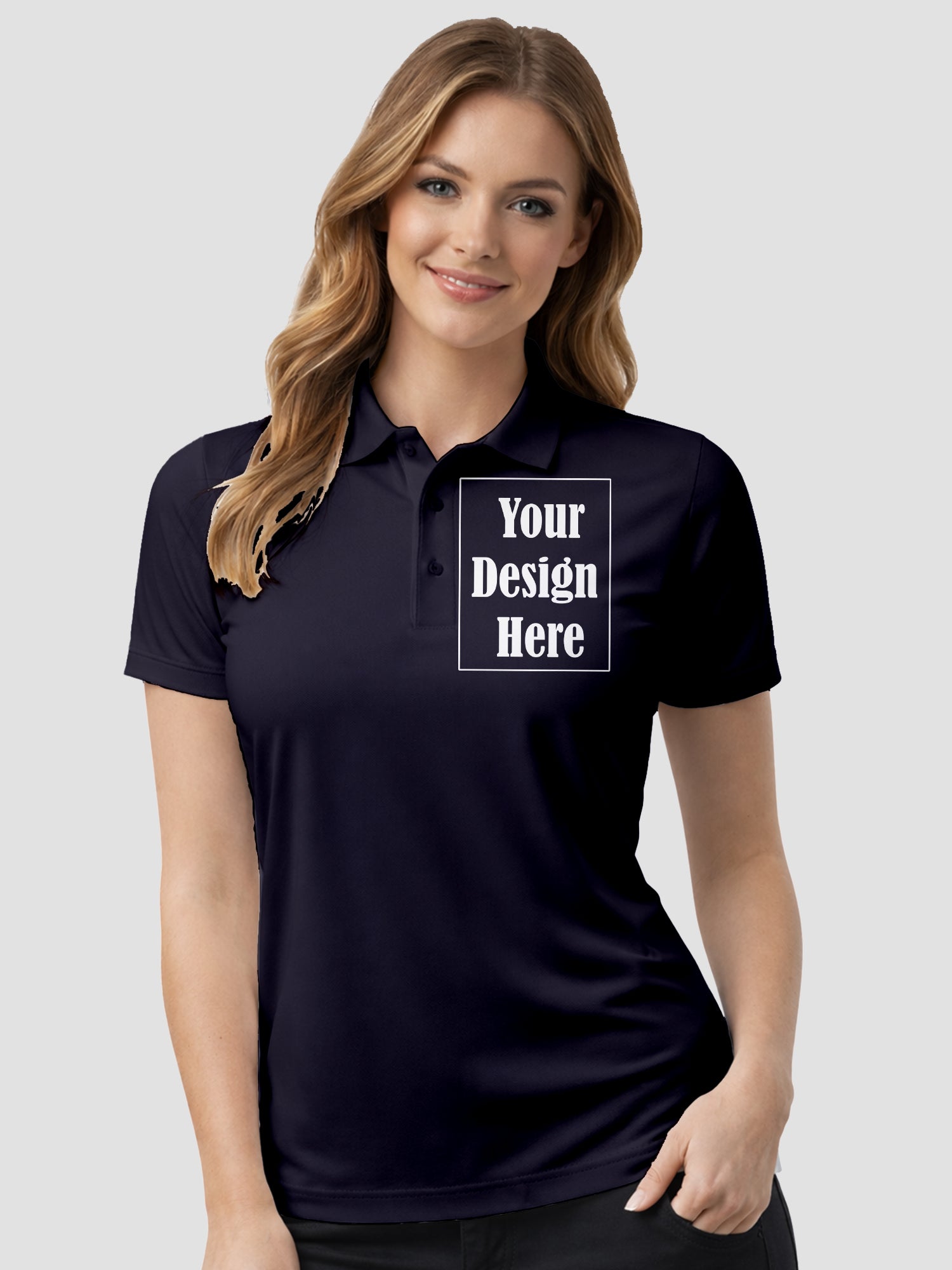 Womens Custom Polo T Shirt Personalized Print Name Logo Photo Regular Fit Collar T Shirt