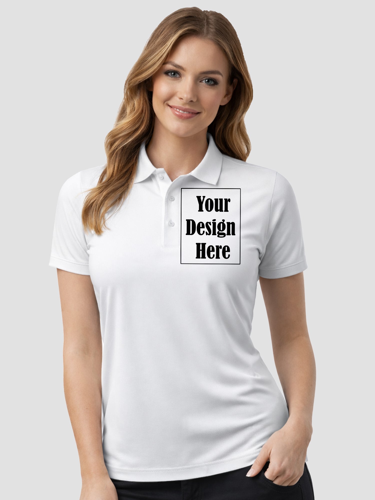 Womens Custom Polo T Shirt Personalized Print Name Logo Photo Regular Fit Collar T Shirt