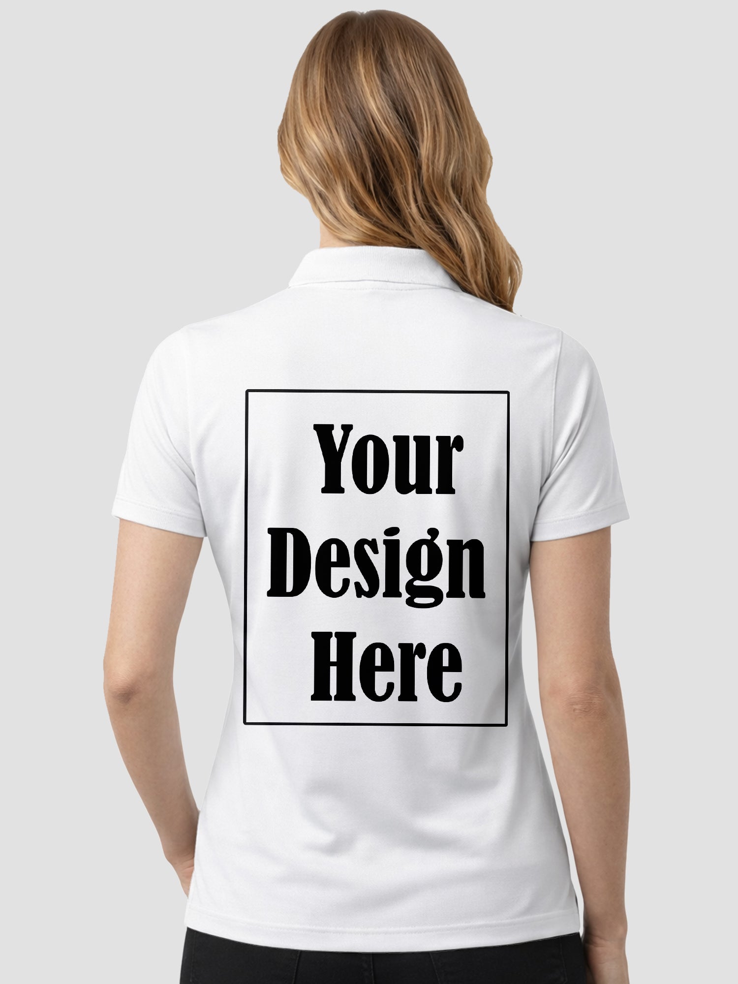 Womens Custom Polo T Shirt Personalized Print Name Logo Photo Regular Fit Collar T Shirt