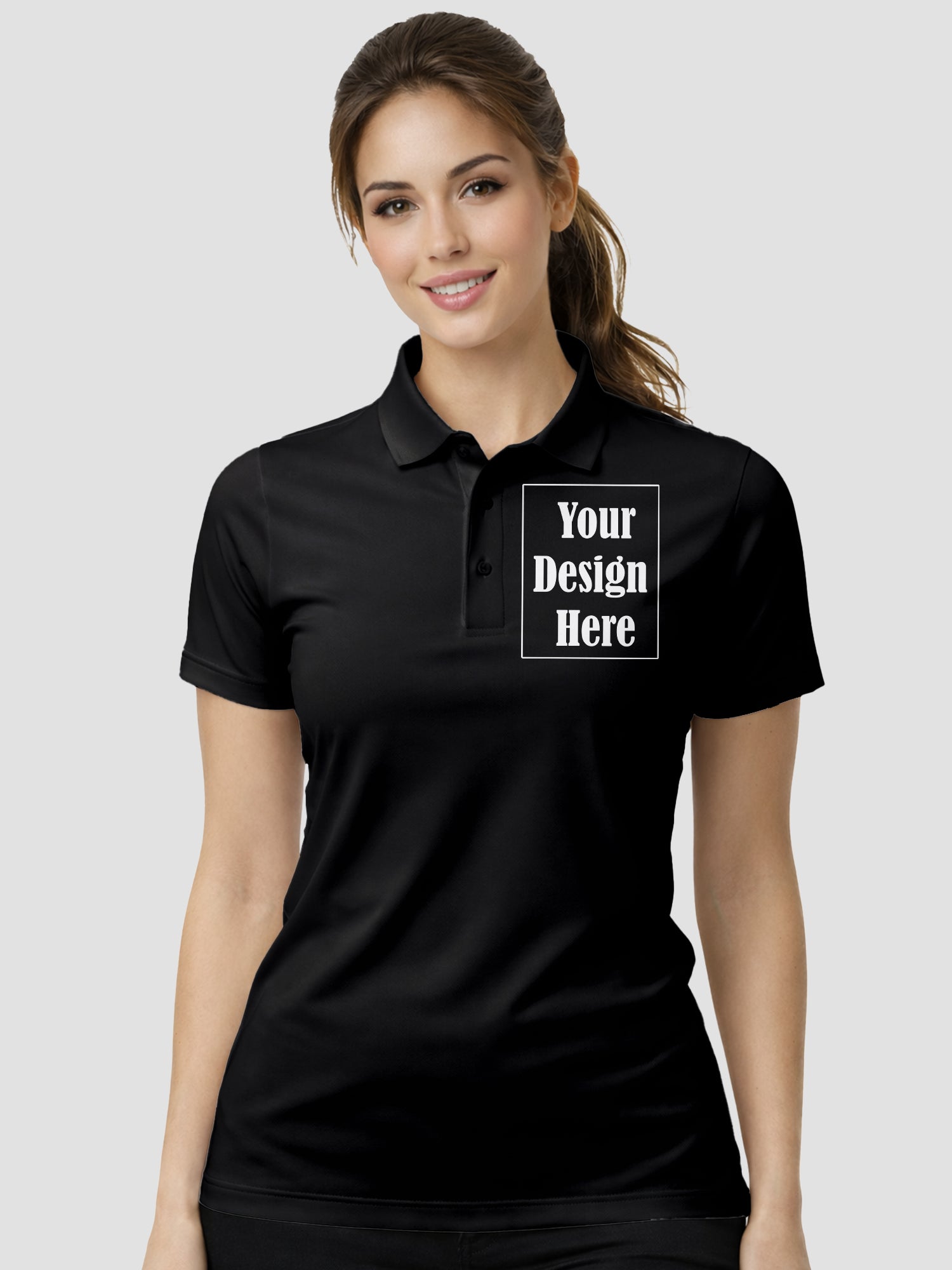 Womens Custom Polo T Shirt Front Back Print Personalized Logo Text Tee
