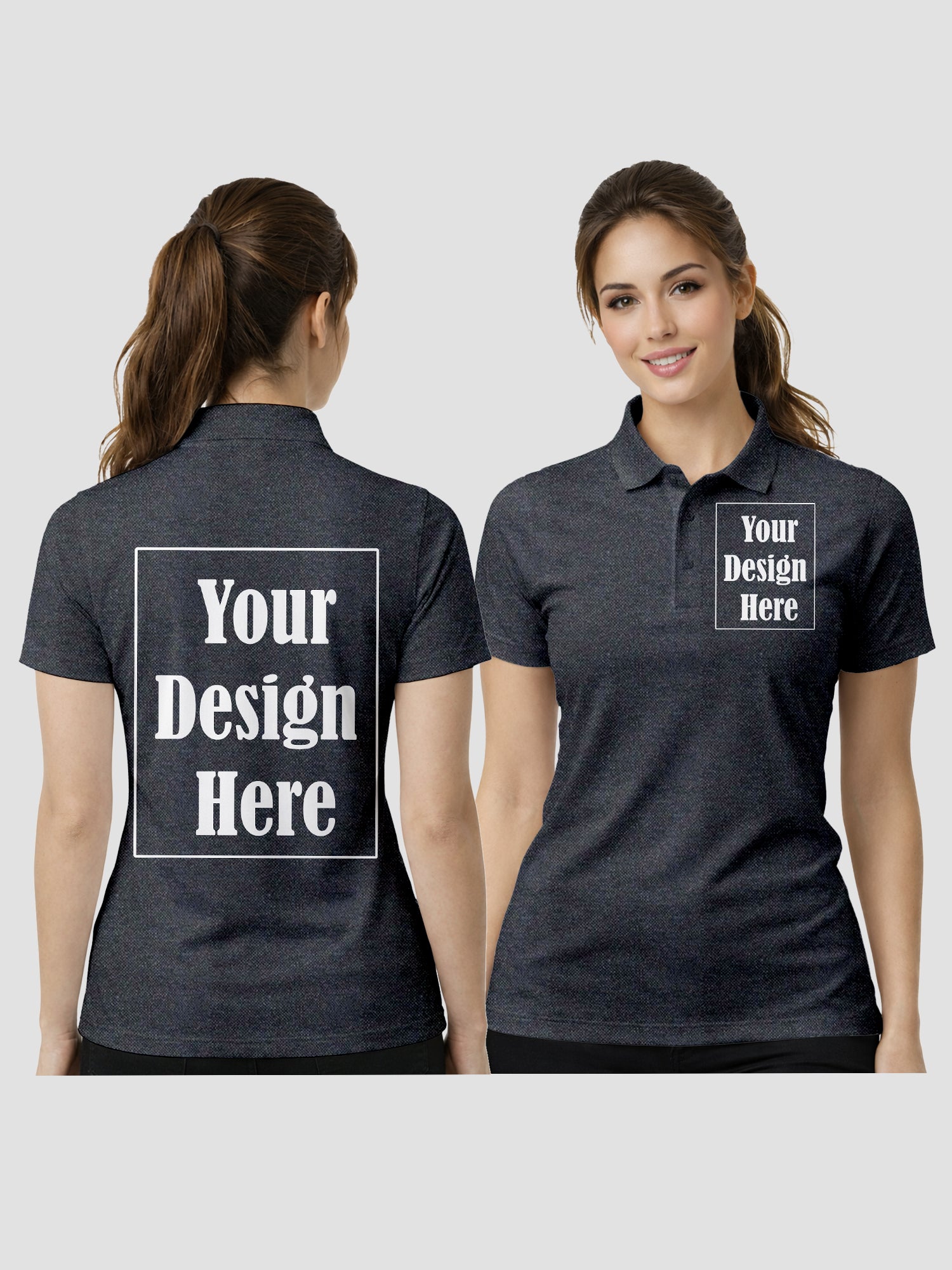 Womens Custom Polo T Shirt Front Back Print Personalized Logo Text Tee