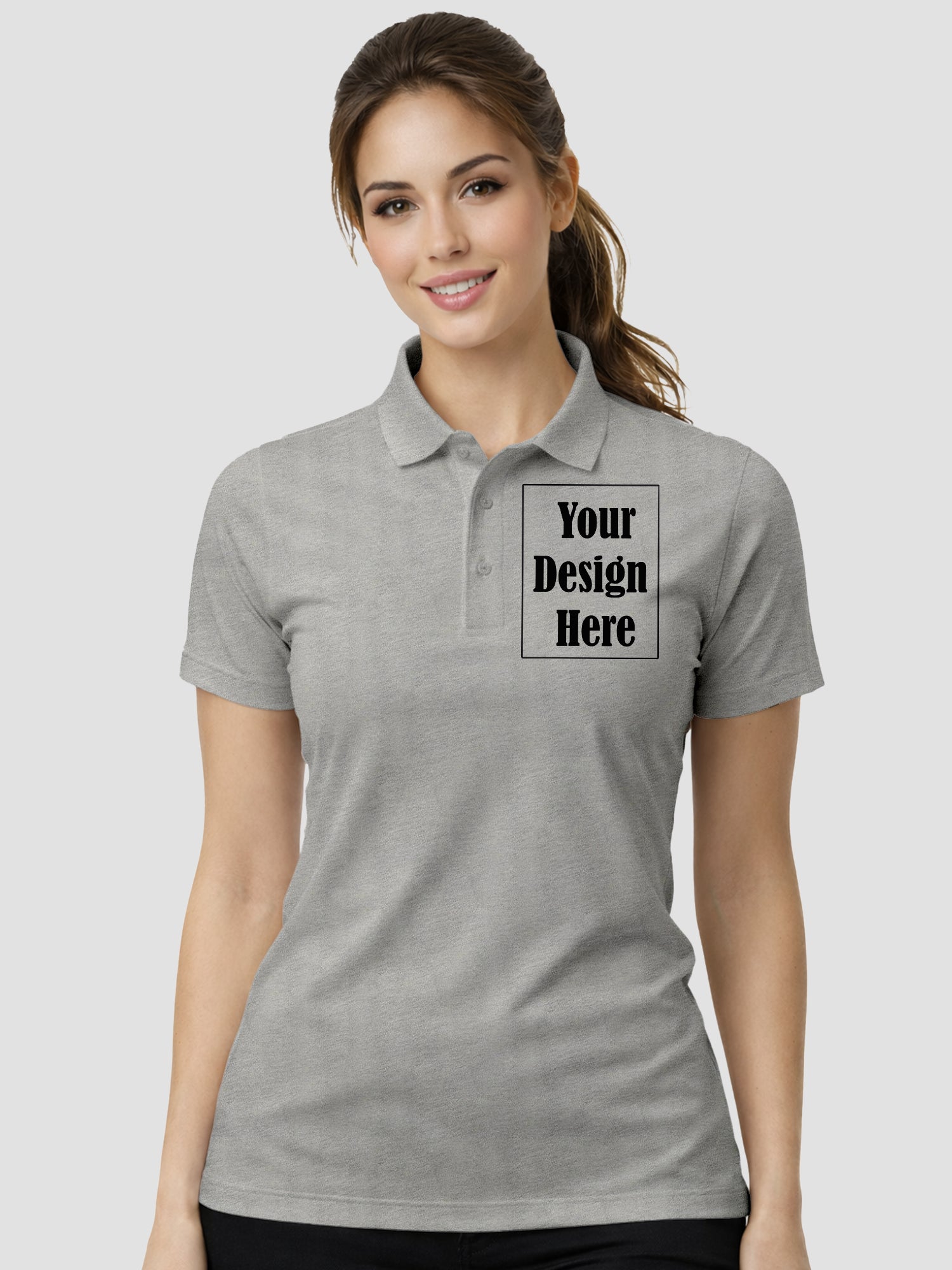 Womens Custom Polo T Shirt Front Back Print Personalized Logo Text Tee