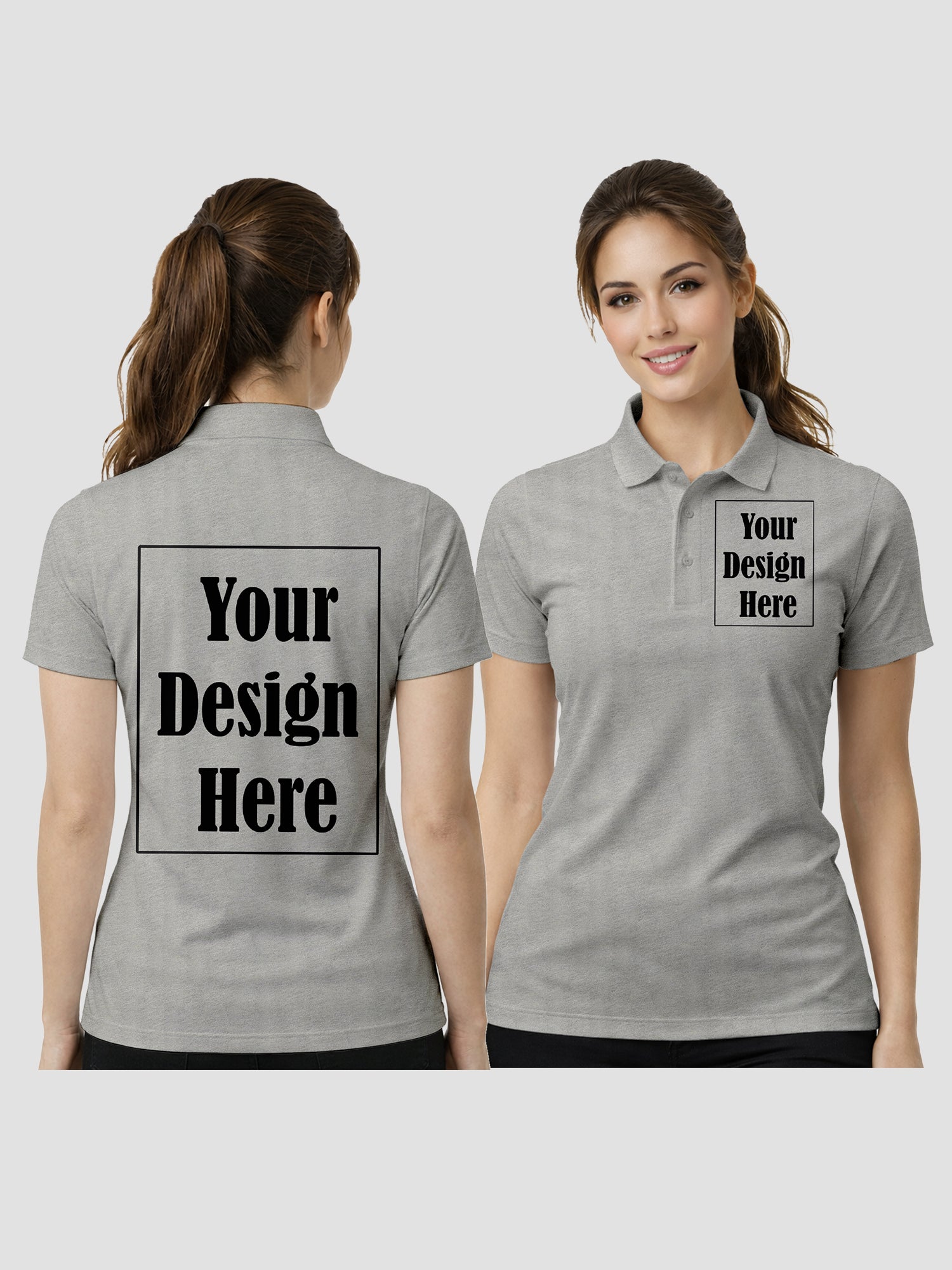 Womens Custom Polo T Shirt Front Back Print Personalized Logo Text Tee