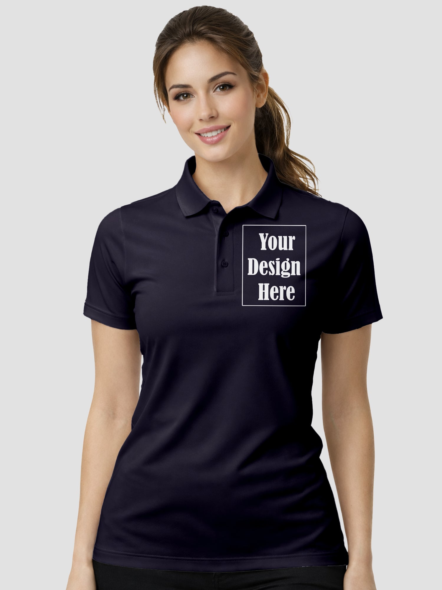 Womens Custom Polo T Shirt Front Back Print Personalized Logo Text Tee