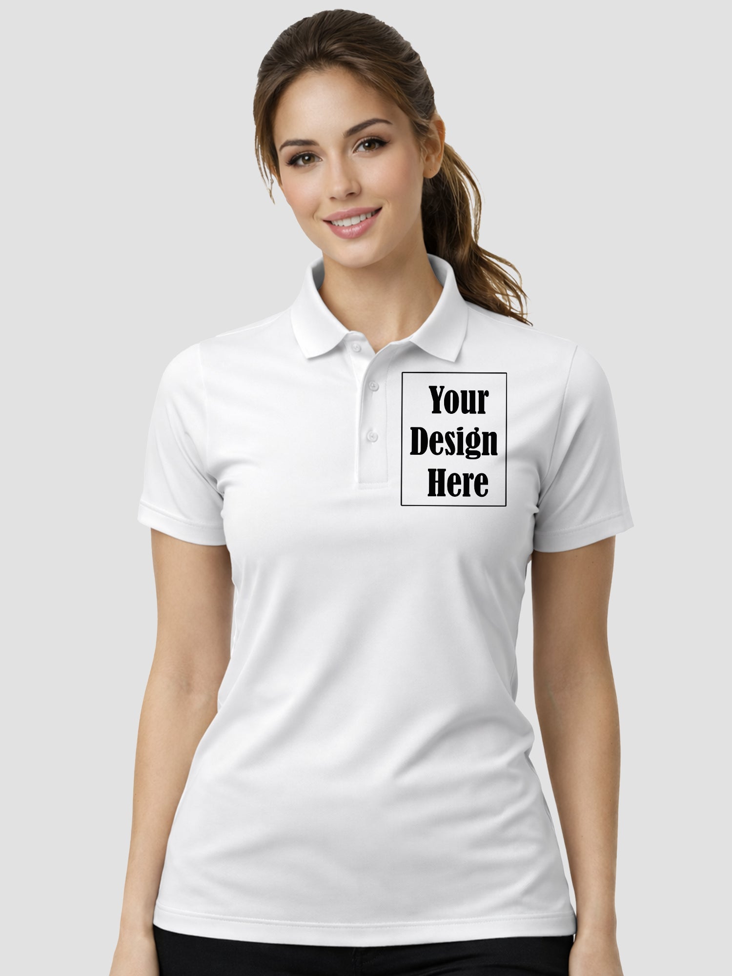 Womens Custom Polo T Shirt Front Back Print Personalized Logo Text Tee