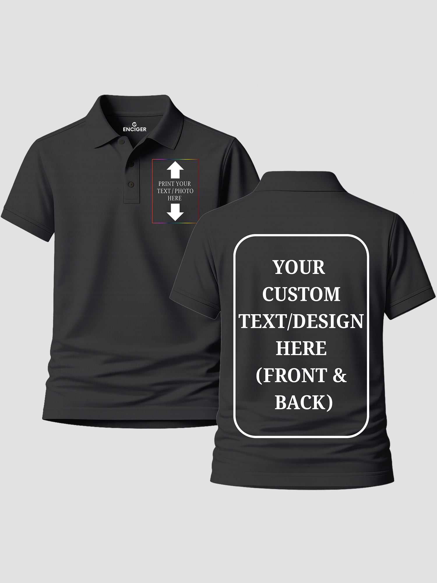 Women Custom Polo T Shirt Front Back Print Personalised Logo Text Photo Polo