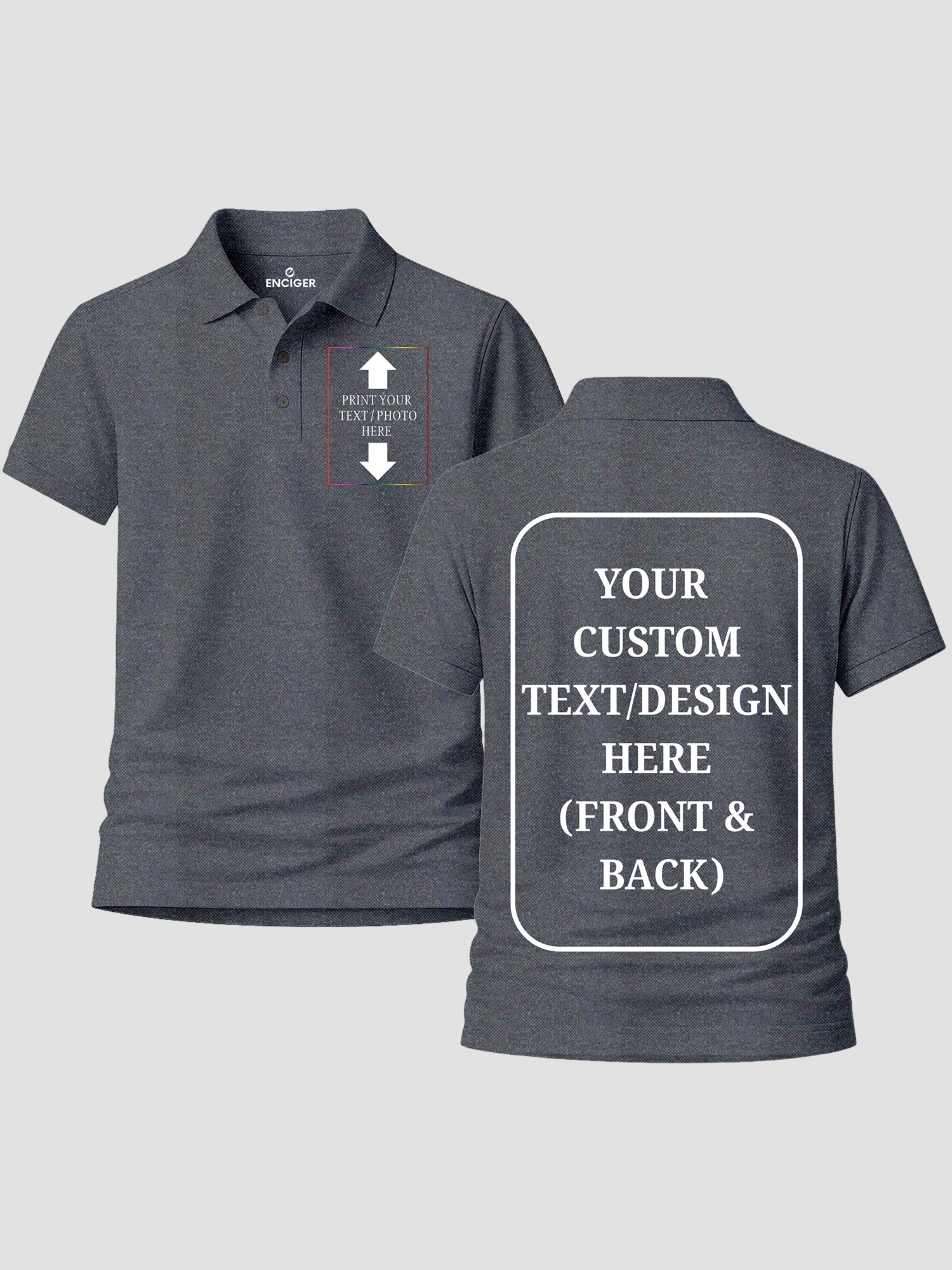 Women Custom Polo T Shirt Front Back Print Personalised Logo Text Photo Polo